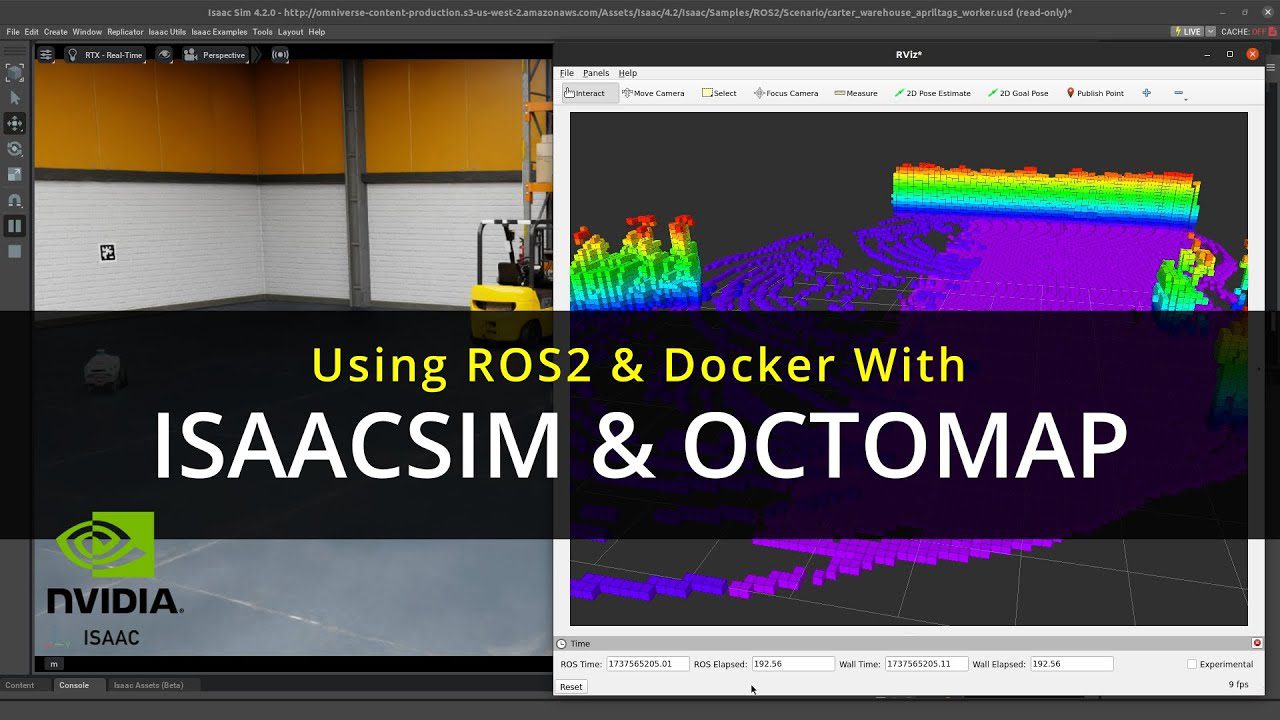 Title frame of the IsaacSim, Docker and ROS2 tutorial video
